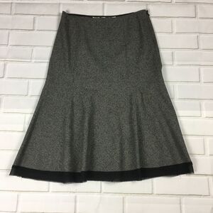 Preppy Nine West Black Lace Trim Flare Midi Skirt womens XS S Knee Length